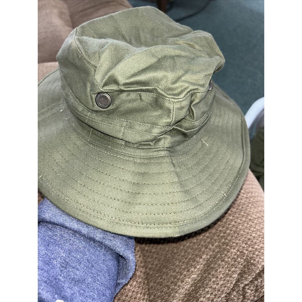 Vintage US Army Military OD Olive Green Boonie Bucket Rave‎ Sun Hat 80s Gorpcore